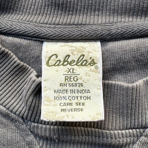 Cabelas Mens Short Sleeve Sweatshirt XL Gray 100% Cotton Crew Neck Vintage - Picture 6 of 7